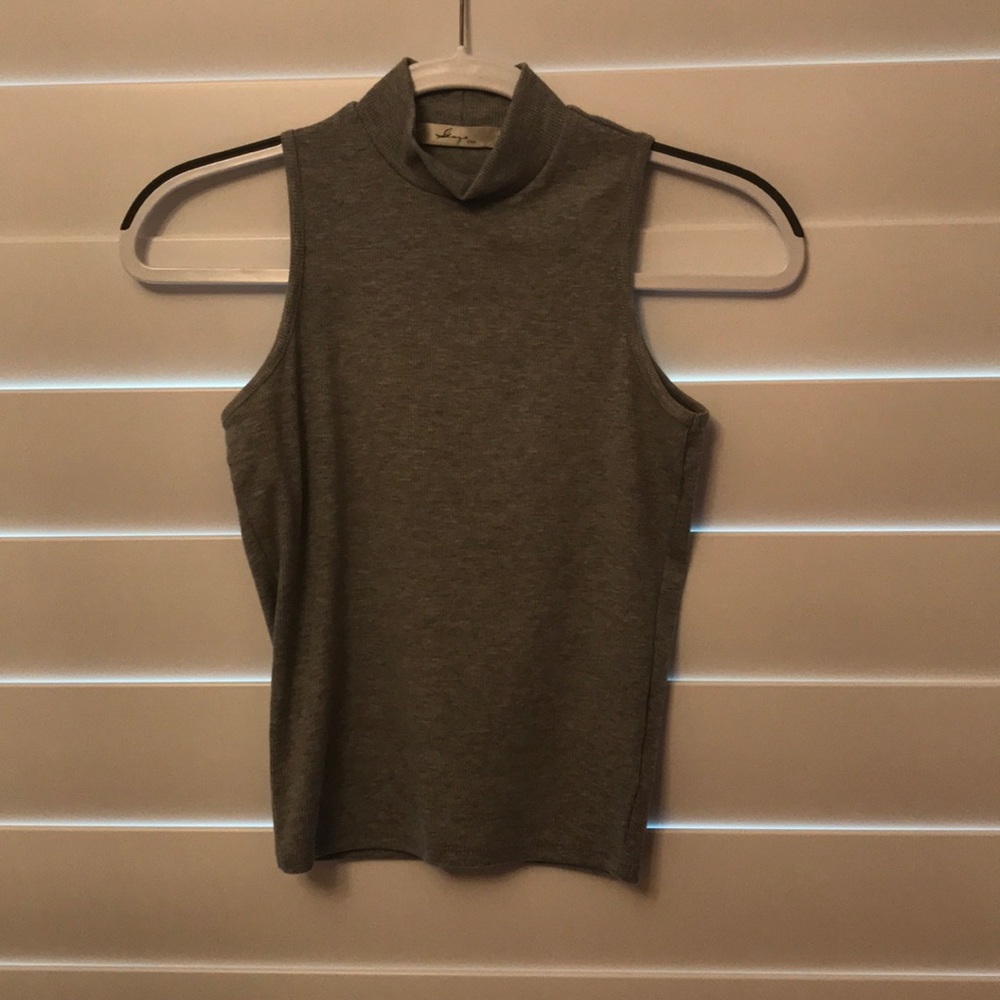 Grey low turtle neck tank top in Medium